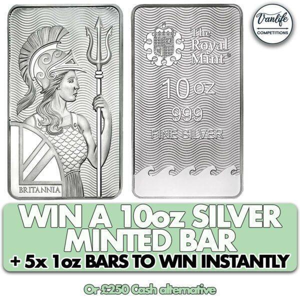 Win A 10oz Sliver Minted Bar +  Instant Wins